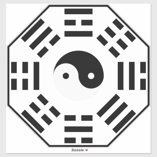 Sticker 8 Trigrammes - Yin Yang - Feng Shui (Feuille)