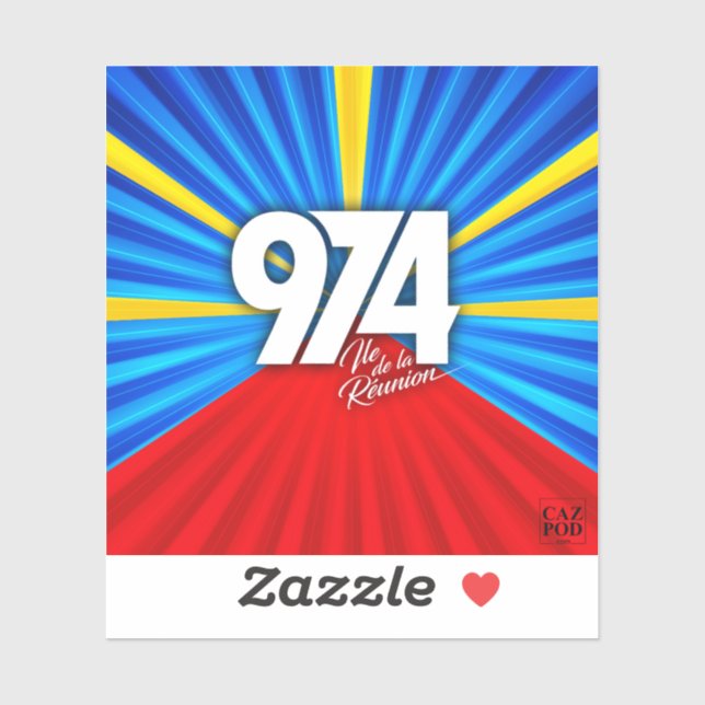 Sticker 974 Ile de la Reunion Signature Maveli R zoom1 (Feuille)
