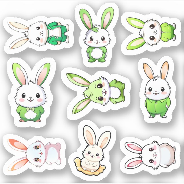 Sticker 9 Animaux adorables de lapin (Devant)