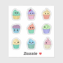 9 Feuille d'autocollants Cupcake Pastel Mignon