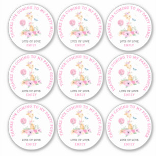 Sticker 9 Noms individuels Enfants Merci Giraffe