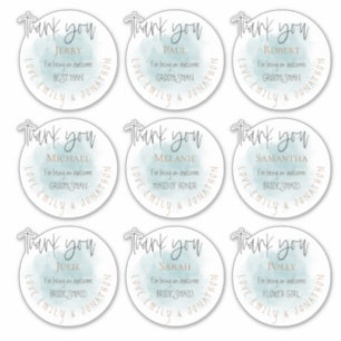 Sticker 9 Noms individuels Merci Mariage de message Turquo