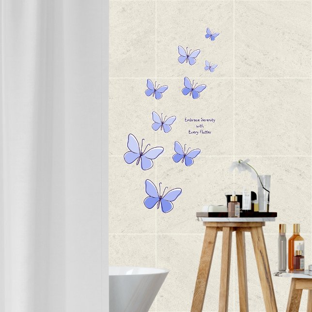 Sticker 9 Papillons bleu clair pour créer un battement (Light Blue Butterfly Vinyl Decal "Embrace Serenity with Every Flutter")