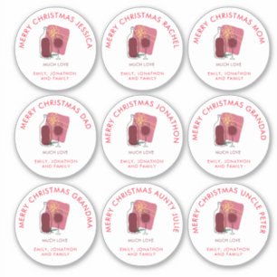 Sticker 9 Petits Noms Différents Vin Cadeau Joyeux Noël