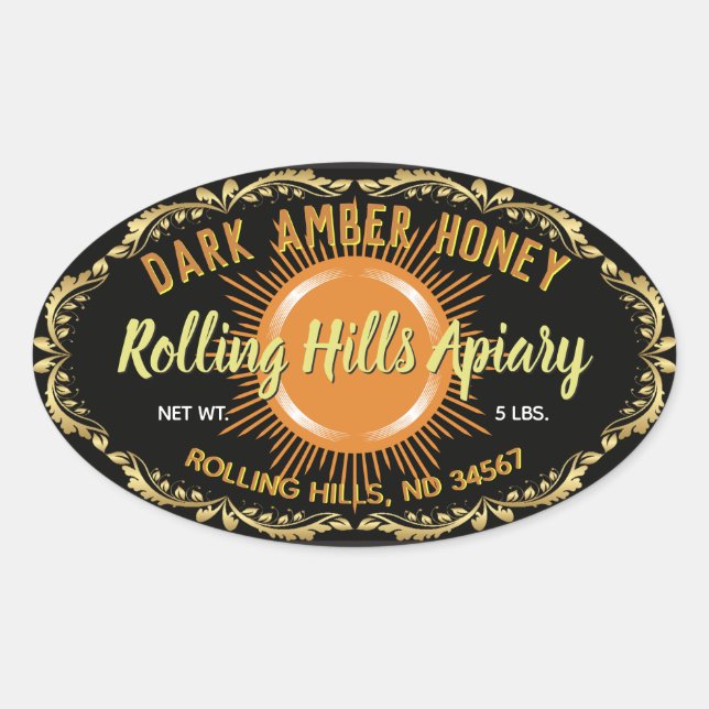 Sticker à baguette de Étiquette noir Amber Honey (Devant)