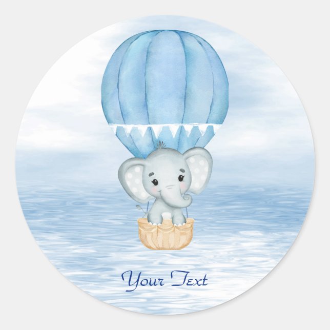Sticker à ballon à air chaud Blue Elephant (Devant)