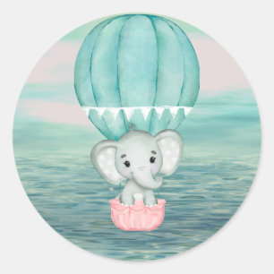 Sticker à ballon à air chaud éléphant vert