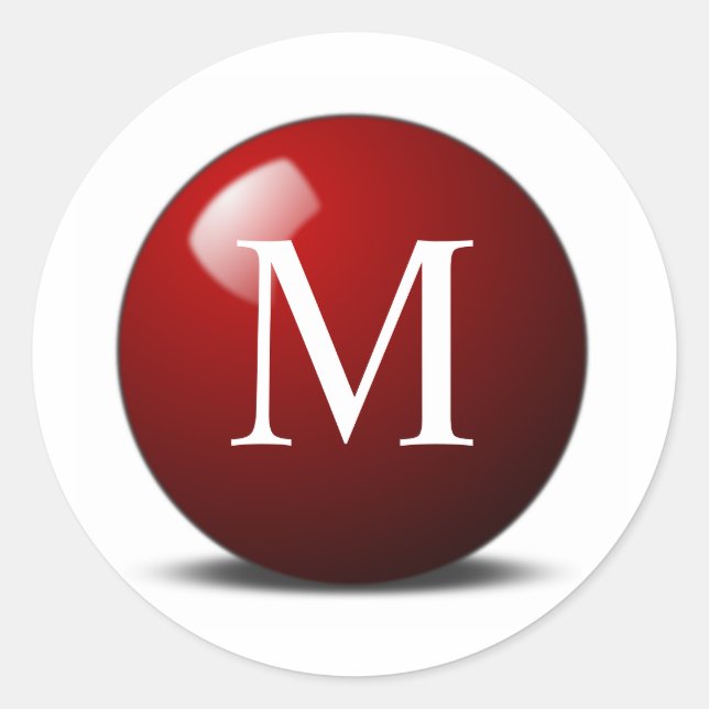 Sticker à bille rouge monogramme personnalisé (Devant)