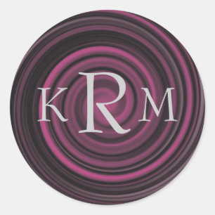 Sticker à billes de prune des initiales de monogra