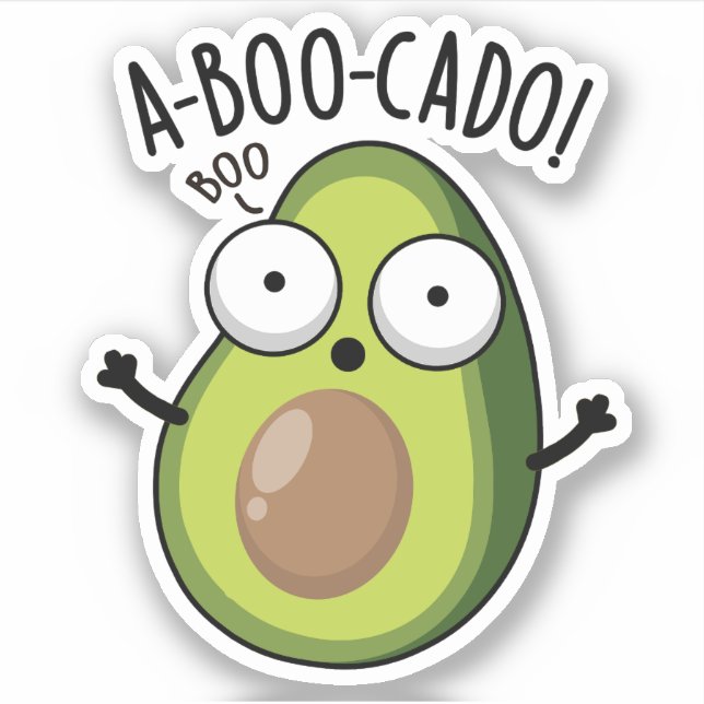 Sticker A-boo-cado Drôle Avocado Puns Scare (Devant)