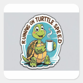 Sticker à café tortue drôle