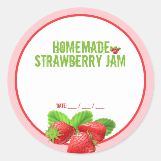 Sticker à canne à confiture de fraises maison (Devant)