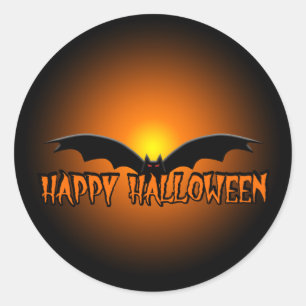 Sticker à chauve-souris Orange Black Happy Hallowe