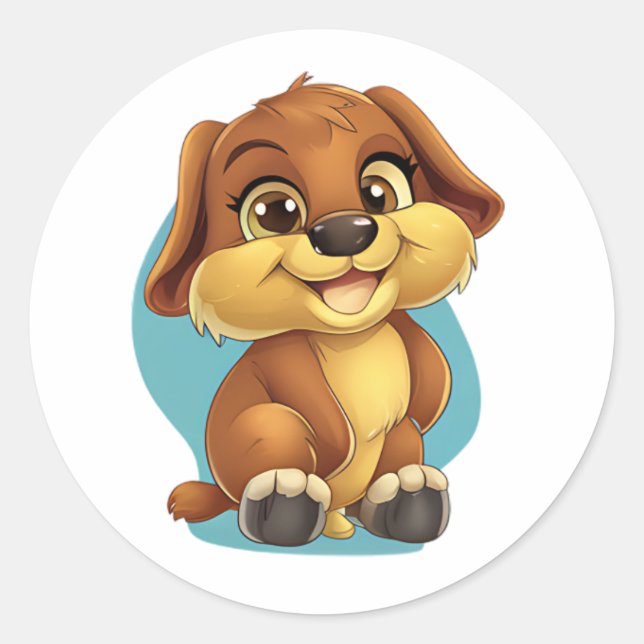 Sticker à chiot mignon - Design adorable de chien  (Devant)