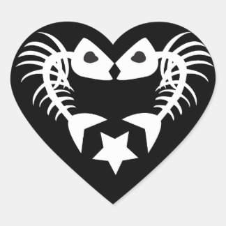 Sticker à coeur os de poisson - NOIR