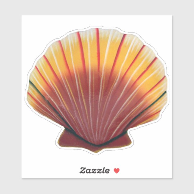 Sticker à coquille de pétoncle orange et rouge (Feuille)
