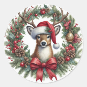 Sticker à couronne de cerfs de Noël