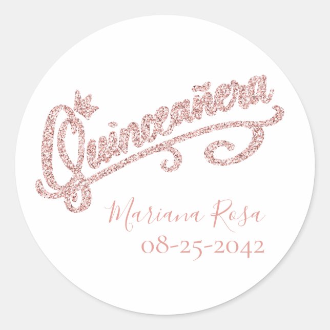 Sticker à couronne Quinceanera Parties scintillant (Devant)
