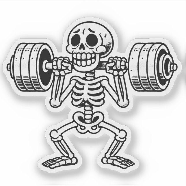 Sticker A cute skeleton working out  (Devant)