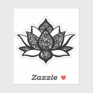 Sticker à découpe en lotus noir et blanc