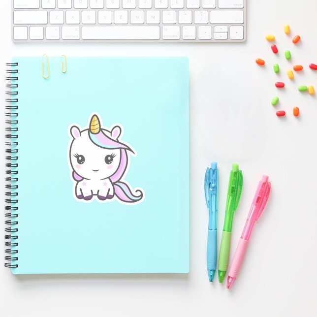 Sticker à découpe personnalisée de la licorne mign (Cute Unicorn Custom-Cut Sticker)