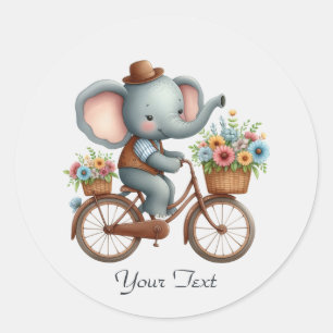 Sticker à éléphant à vélo floral
