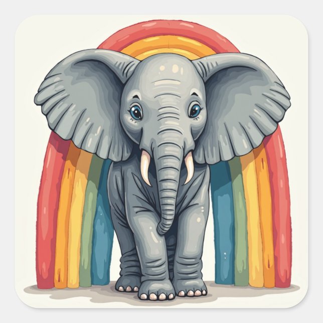Sticker à éléphant arc-en-ciel (Devant)