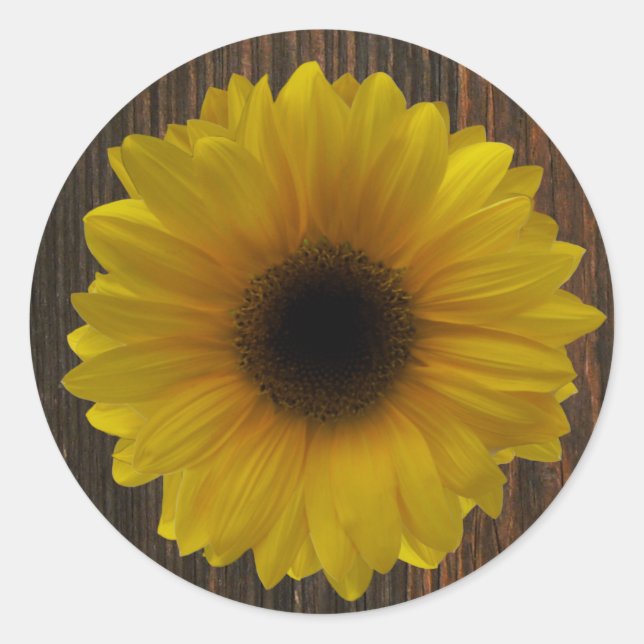 Sticker à enveloppe de tournesol jaune et de bois  (Devant)