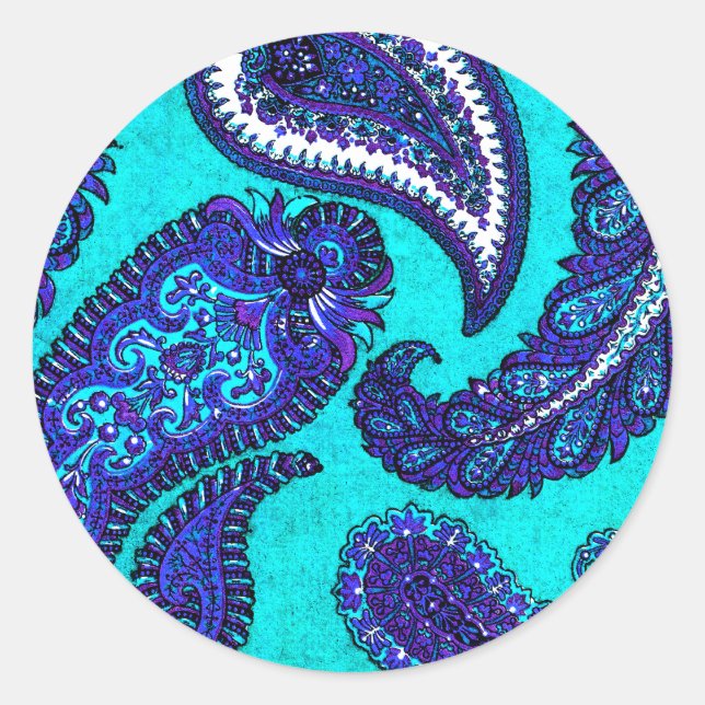 Sticker à enveloppe électrique Aqua Paisley (Devant)