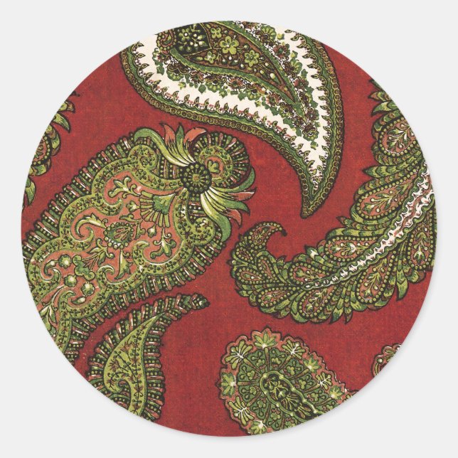 Sticker à enveloppe rouge et verte Paisley (Devant)