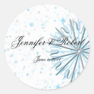 Sticker à enveloppes Aqua et Silver Snowflake
