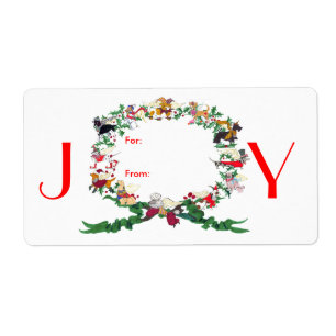 Sticker à étiquette cadeau de Noël à douze chiens