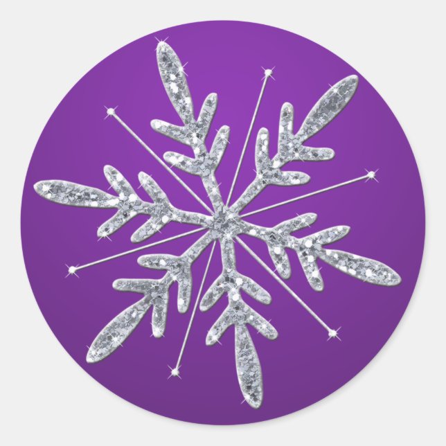 Sticker à flacon à neige mauve et argent (Devant)