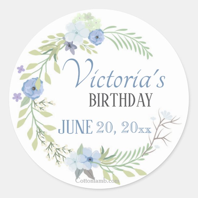 Sticker à fleurs bleues (Devant)