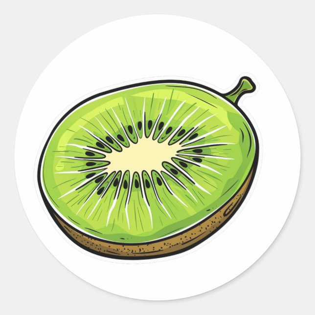 Sticker à fruits Kiwi mignon - frais et amusant! (Devant)