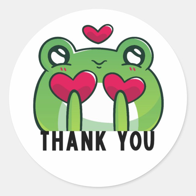 Sticker à la grenouille Merci Kawaii, Étiquette ca (Devant)