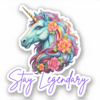 Sticker à licorne arc-en-ciel légendaire