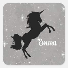 Sticker à licorne étoilée noir/gris