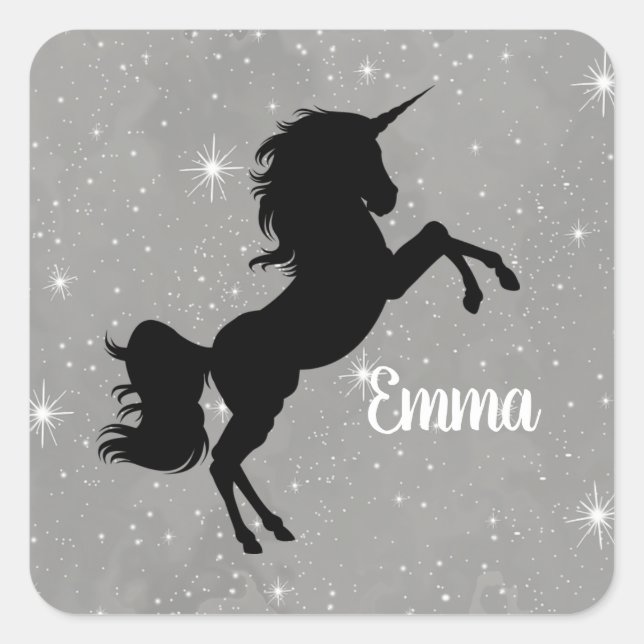 Sticker à licorne étoilée noir/gris (Devant)