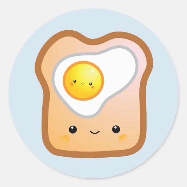 Sticker à l'oeuf Kawaii et au toast (Devant)