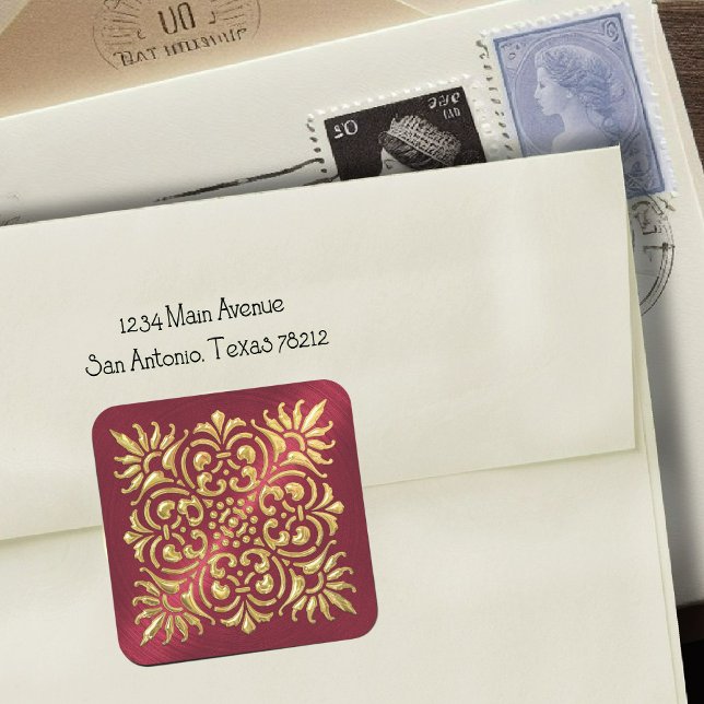 Sticker à look Embossé Rouge et Or Orné (Créateur téléchargé)