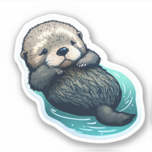 Sticker à loutres de mer mignonnes