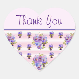 Sticker à Merci floral à rayure rose anseuse
