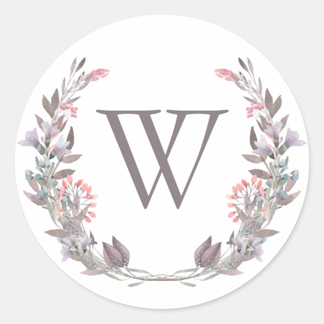 Sticker à monogramme floral Secret Garden Watercol (Devant)