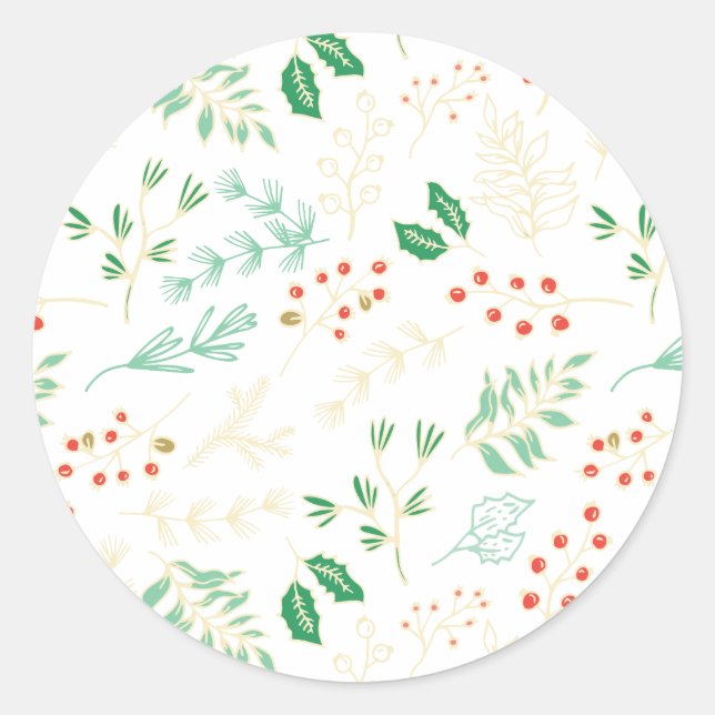 Sticker à motifs floraux de Noël classique (Devant)