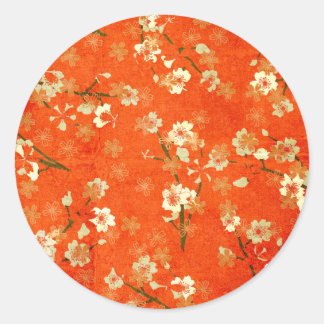 Sticker à motifs floraux rouge et or japonais