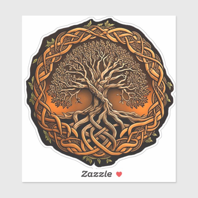 Sticker à noeud celtique de l'arbre de vie (Feuille)