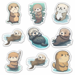 Sticker à Otter de mer de style différent