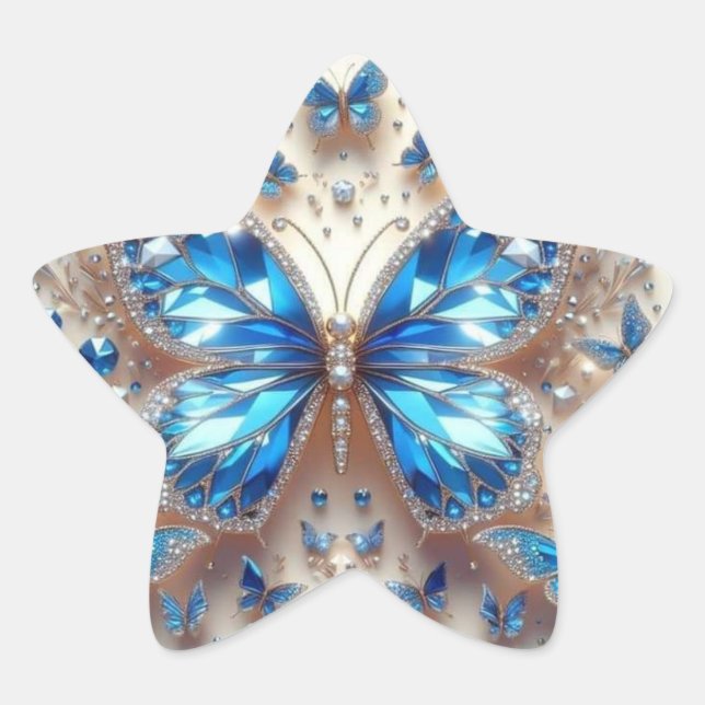 Sticker à papillon Diamant Bleu - Astuce élégante (Devant)