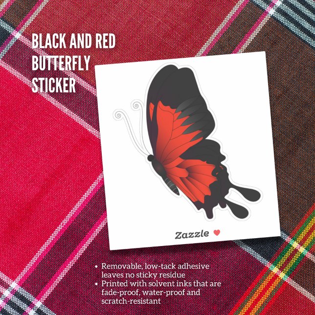 Sticker à papillon noir et rouge (Black and Red Butterfly Sticker)